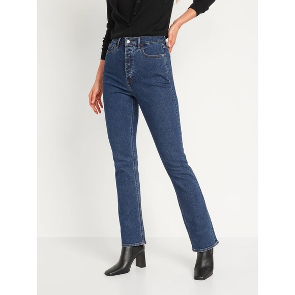 NEW Old Navy Extra High Rise Kicker Boot-Cut Dark Wash Jeans Plus Size 28 - Picture 1 of 8